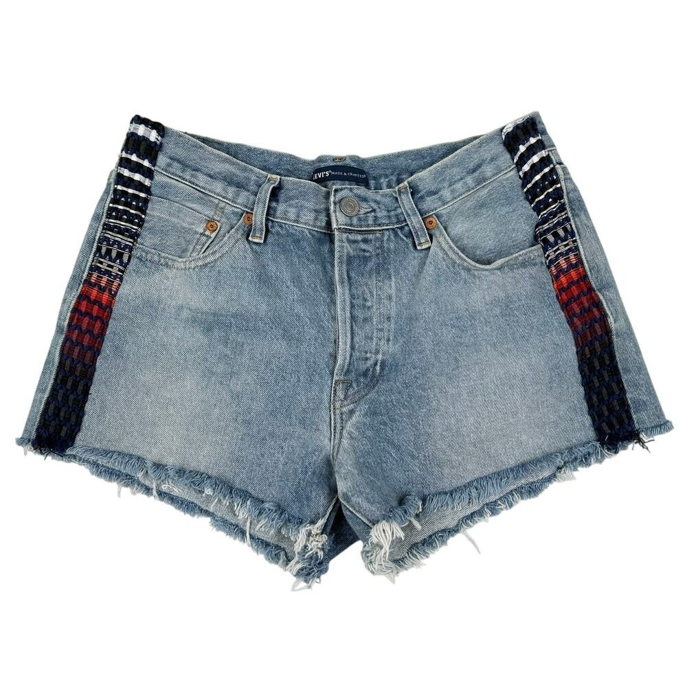 Levi’s 501 Original Made & Crafted Denim Shorts Summer Festival Boho 28 (6)